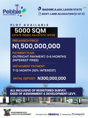 Pebble Island garden badore ajah lagos